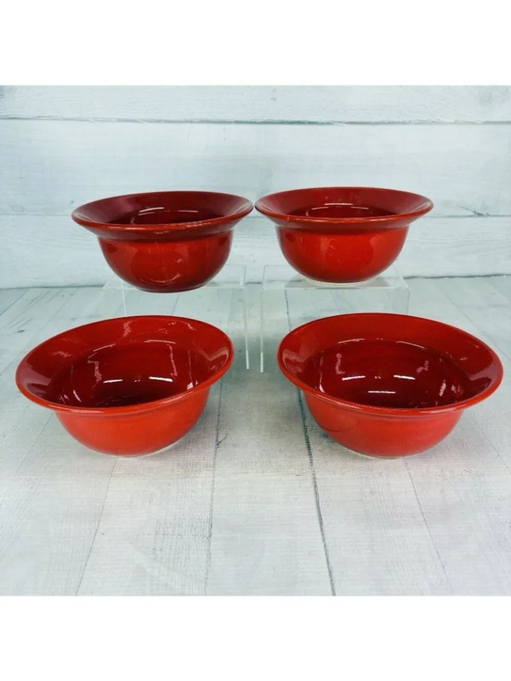 Pier 1 RED Solid Colored Rimmed Earthenware Spain 6.75